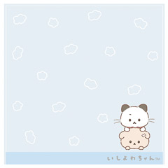 いしよわちゃん タオルハンカチ（いしよわちゃん＆いしつよちゃん・ブルー）