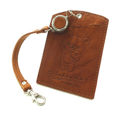 リラックマ リール付きパスケース（キャメル）