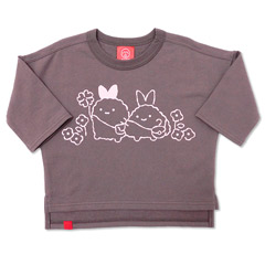 すみっコぐらし×OJICO 七分袖Tシャツ（みにっコとあそぼ・チャコールグレー/6A）