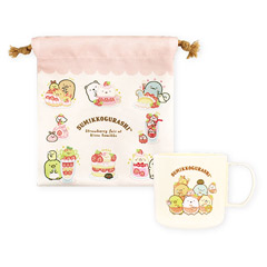 すみっコぐらし プラコップ＆巾着セット（喫茶すみっコでいちごフェア）